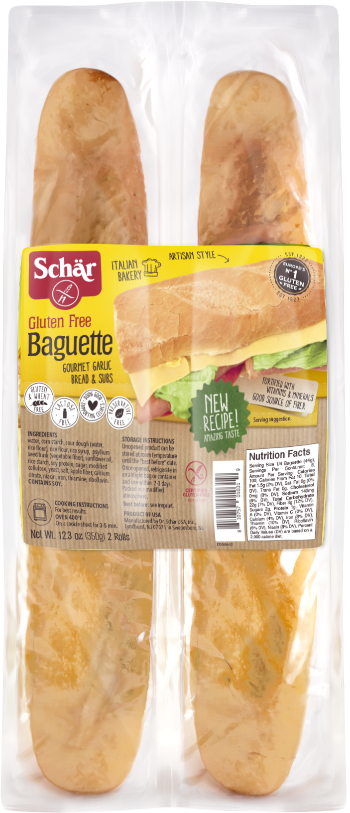 Schar's Gluten Free Parbaked Baguettes - Schar, Ciabatta Rolls Gluten-free - 7 Oz (5 Pack) (1325x2000), Png Download