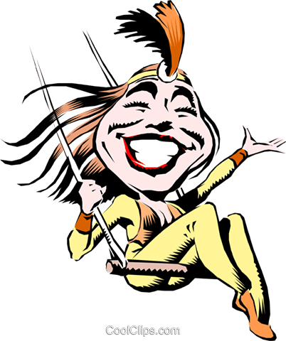 Cartoon Trapeze Artist Royalty Free Vector Clip Art - Cartoon Trapeze Artist (402x480), Png Download