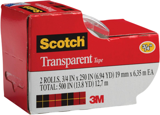 Scotch Transparent 3/4" Tape - Scotch Transparent Tape Transparent, 0.75 X 300 Inches, (600x433), Png Download