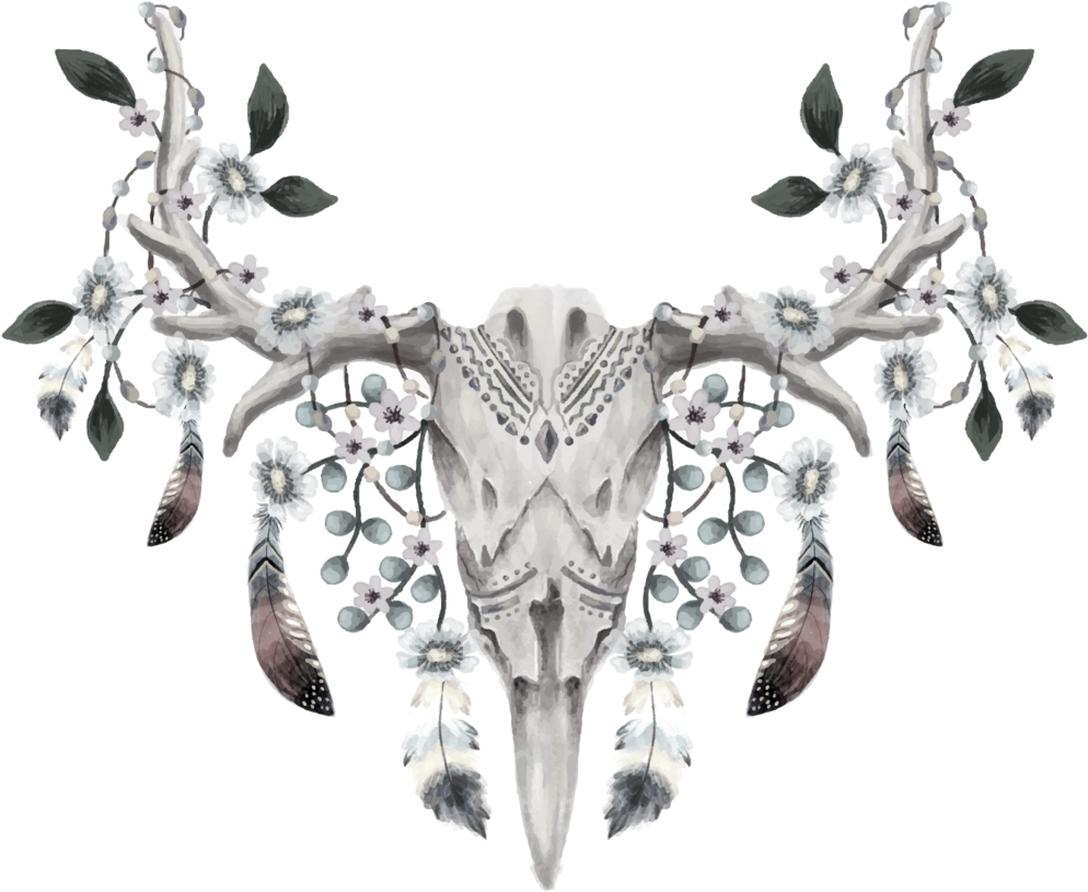 Water Colour Deer Skull 2a777073 0125 434b A81f 41a37d361bd4 - Towel (1024x853), Png Download