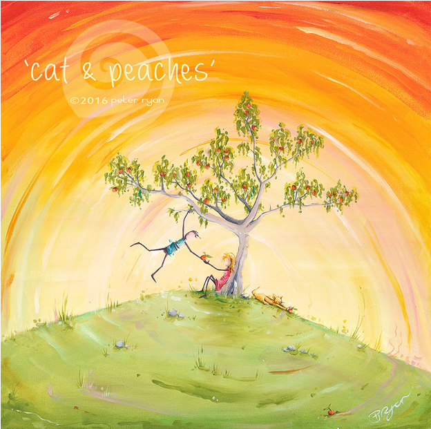 Product Peterryan Cat And Peaches - Peach (800x620), Png Download