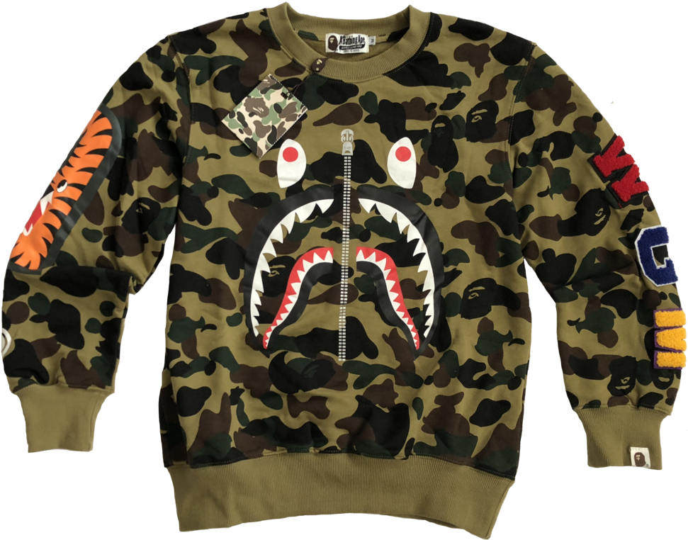 Download Bape Shark Head Camouflage Sweatshirt - Camo Bape Shark