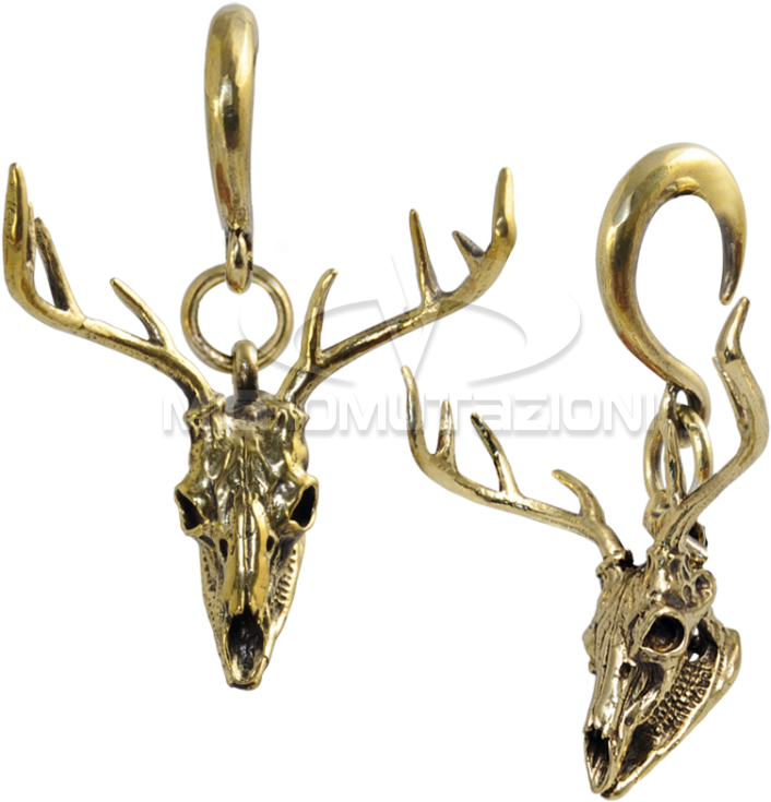 Brass Ear Weight Deer Skull Pendant Ear - Ear (750x750), Png Download