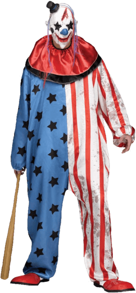 Adult Stars And Stripes Clown Costume Jokers Masquerade - Killer Clown Costume (366x580), Png Download