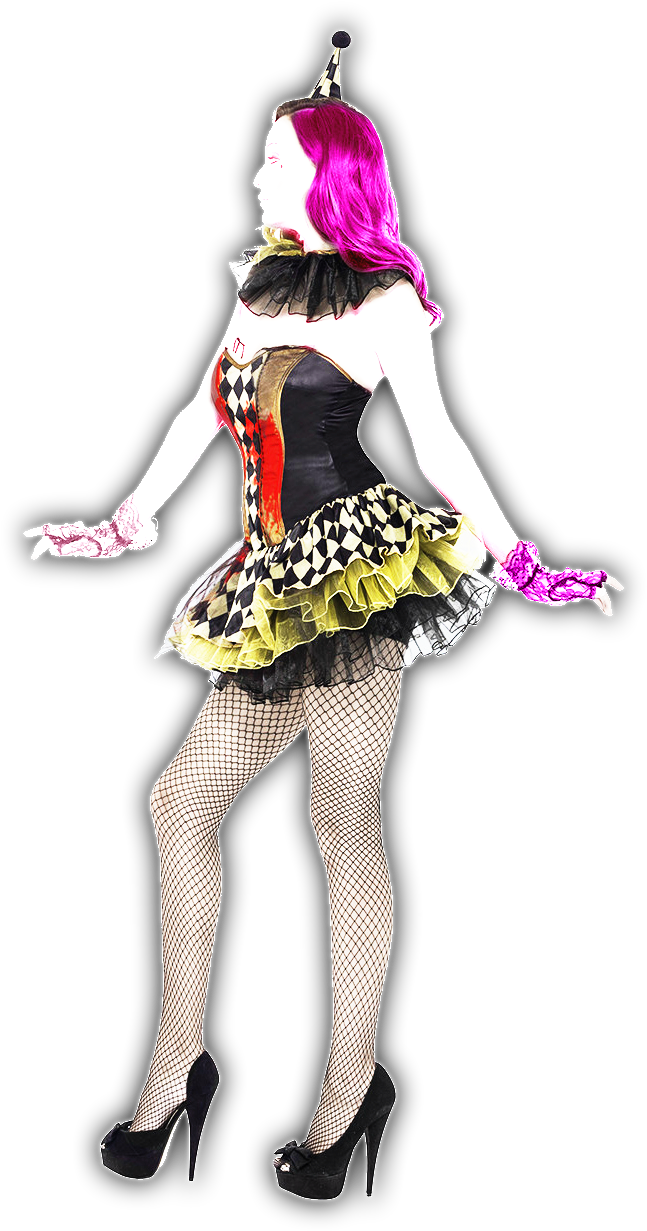 Fever Zombie Clown Costume For A Woman (824x1254), Png Download