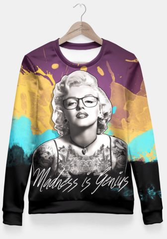 Sadaf Hamid Sweat Shirt Madness Is Genius Sudadera - Marilyn Monroe Hot Bw Portrait Actress Movie 16x12 (336x480), Png Download