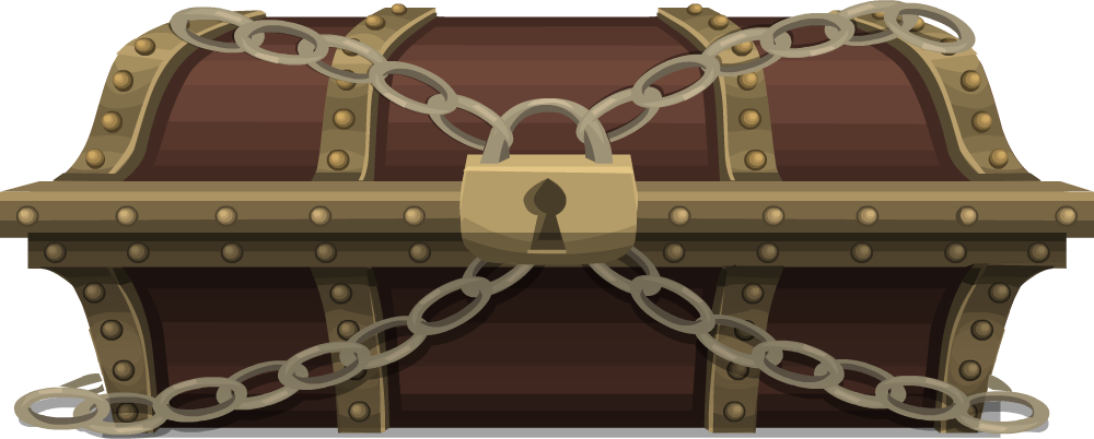Chest - Treasure Chest With Padlock (1000x402), Png Download