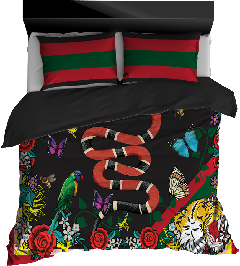 Gucci Gang Luxurious Tigers Comforter Duvet Set Bedding - Gucci Style Bedding (1000x1000), Png Download
