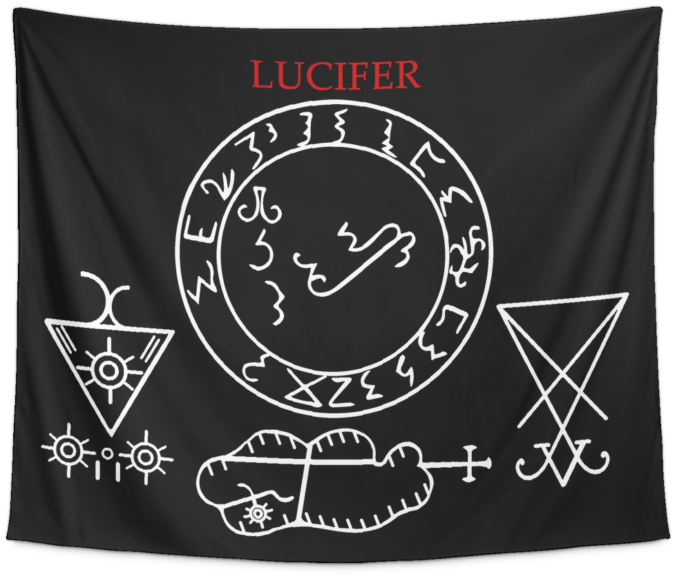 Medieval Lucifer Grimoire Sigil Tapestry - Heaven Upside Down (vinyl) Lp (1024x1024), Png Download