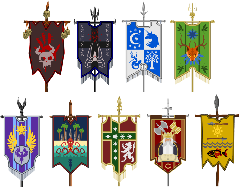 War Banners Of The Nine Nations By Theoriginalgi - Fantasy Banners (1009x791), Png Download
