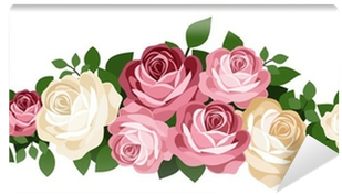 Pink And White Roses - Free Vector Flowers Bunch (400x400), Png Download