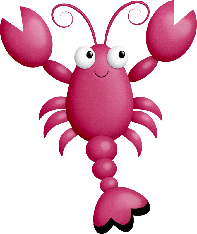 Lobster Clipart Pink - Sea Creatures Clip Art (673x800), Png Download