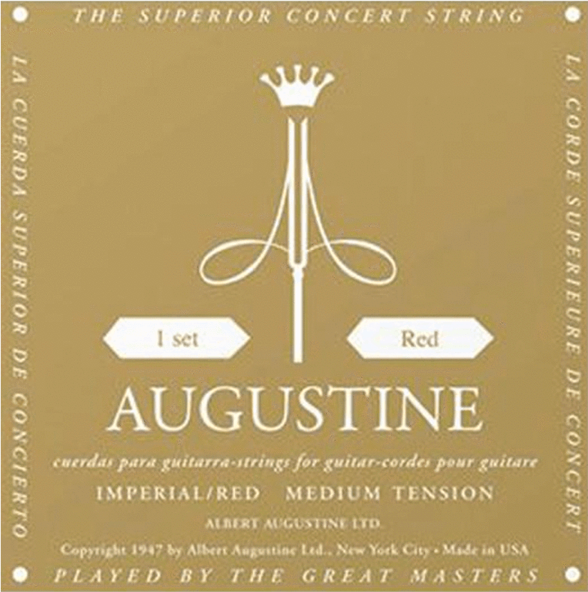 Augustine Imperial Red Medium Tension Strings - Augustine Classic Black Classical Guitar Strings - (1000x1000), Png Download
