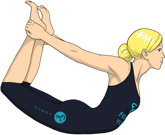 Bow Pose Yoga Drawing (900x675), Png Download