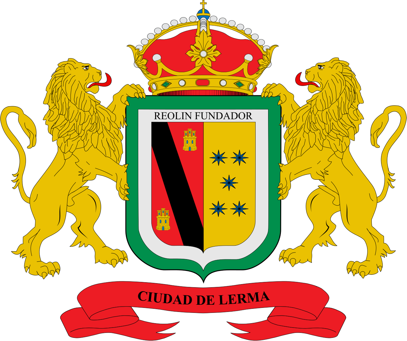 Escudo De Lerma - Lion Rampant Coat Of Arms (1304x1091), Png Download