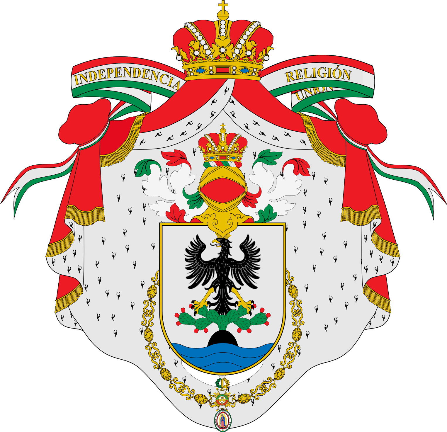 Escudo De Armas De Agustín De Iturbide Como S - Mexican Empire Coat Of Arms (1600x1473), Png Download