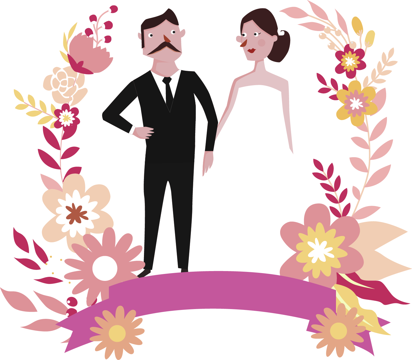 Wedding Bridegroom Clip Art Vector Bride And (1431x1251), Png Download