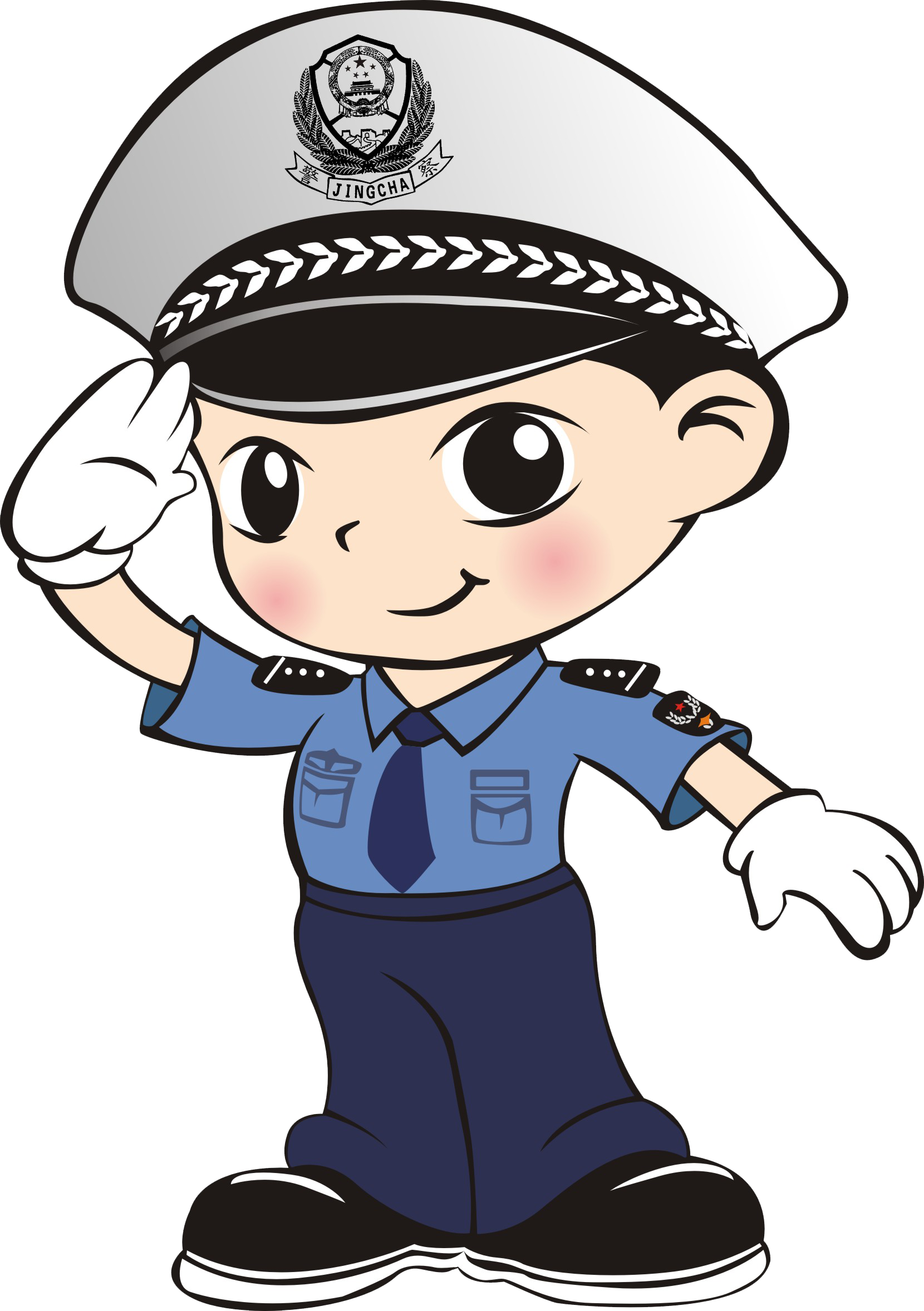 手绘卡通q版警察- Police Salute Clip Art - Policeman Cartoon (1660x2356), Png Download