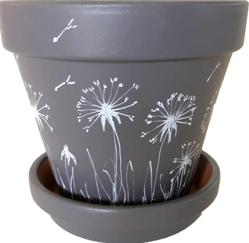 Dandelion Pot In Pewter, Part Of The Whimsical Collection - Flowerpot (1019x996), Png Download