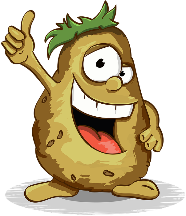 Potatoes, Smile, Thumbs Up, Character, Cartoon - Laughing Potato (653x720), Png Download