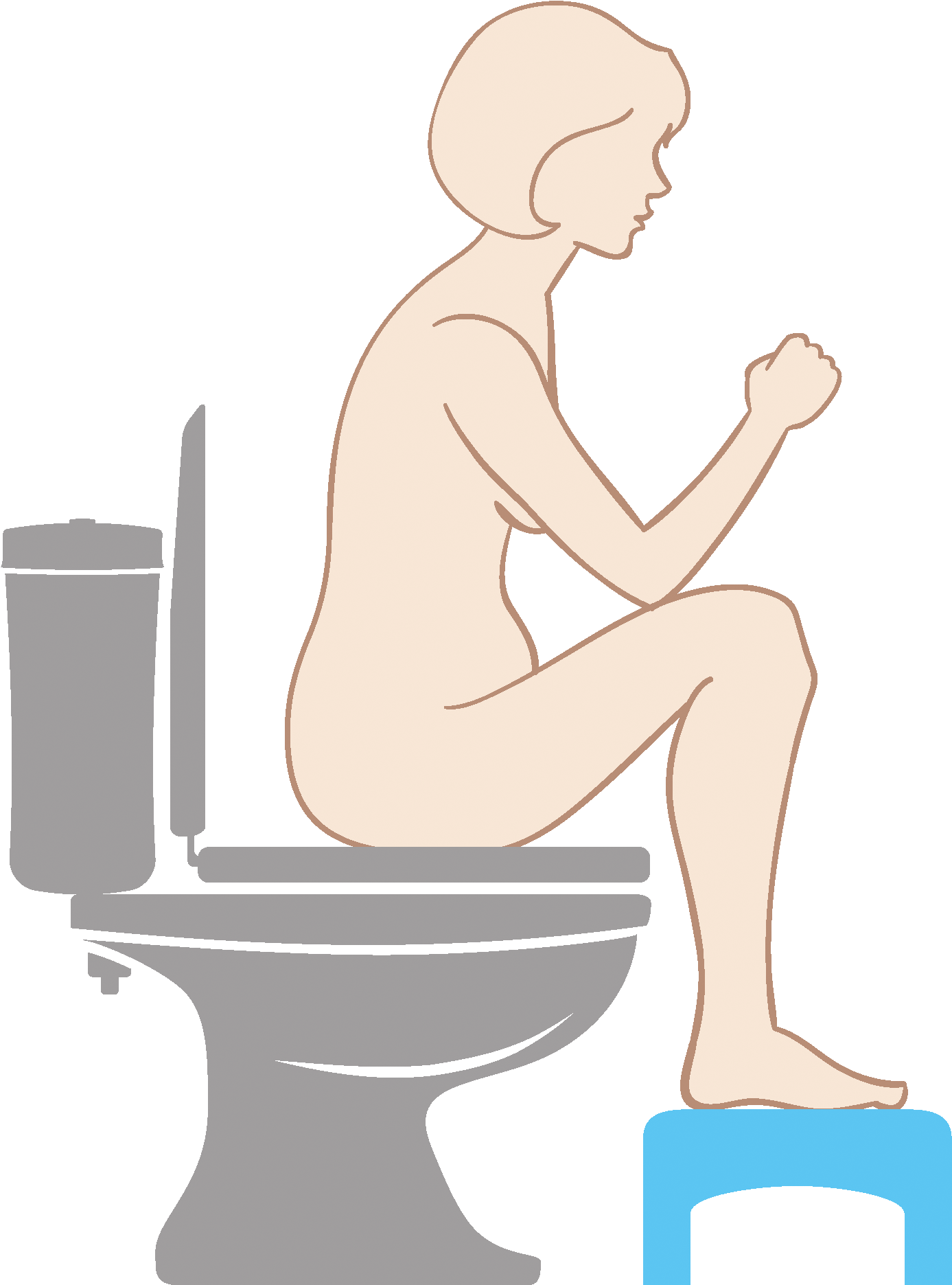 Correct Toilet Position For Pregnant Women With Constipation - Sitting (2480x2284), Png Download