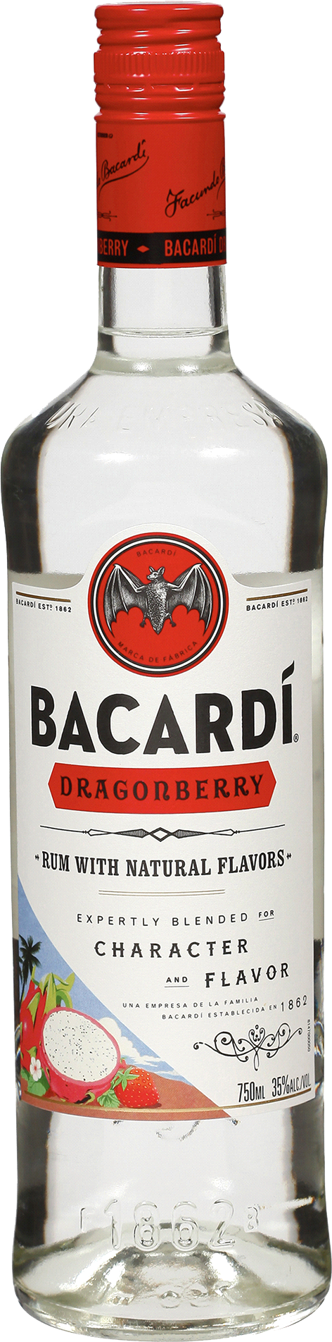 Bacardí Dragonberry - Bacardi Vodka (472x1903), Png Download