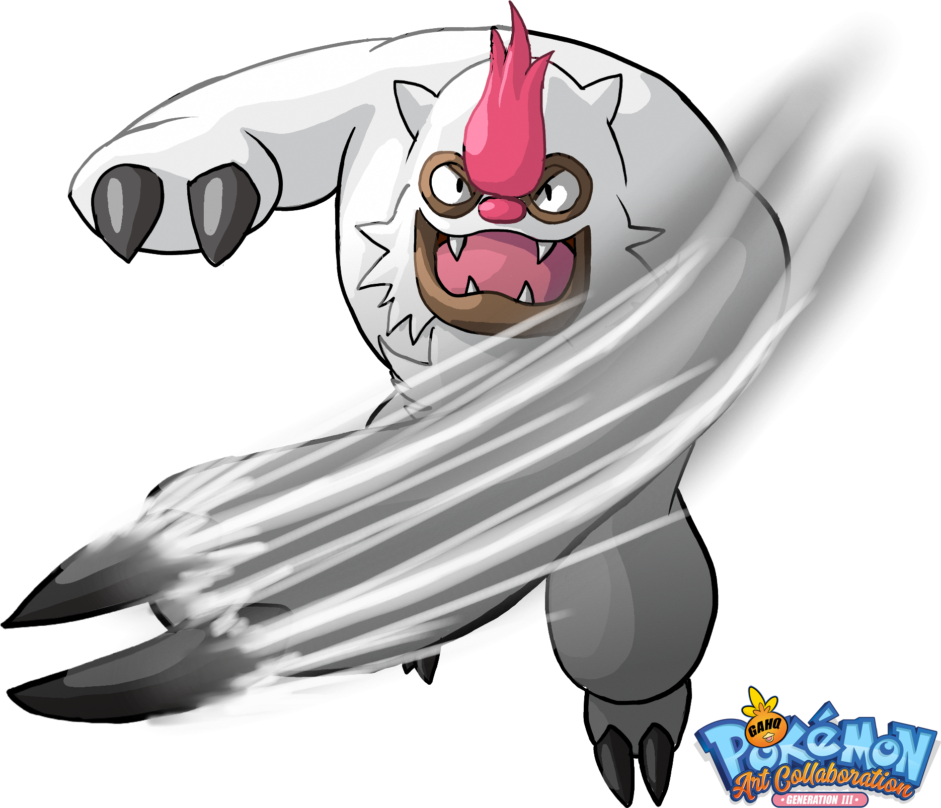 #288 Vigoroth Used Slash And Shadow Claw In Our Pokemon - Cartoon (1960x1681), Png Download