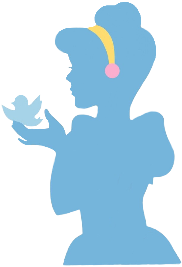 Cinderella Sticker - Blue Cinderella Silhouette (606x888), Png Download