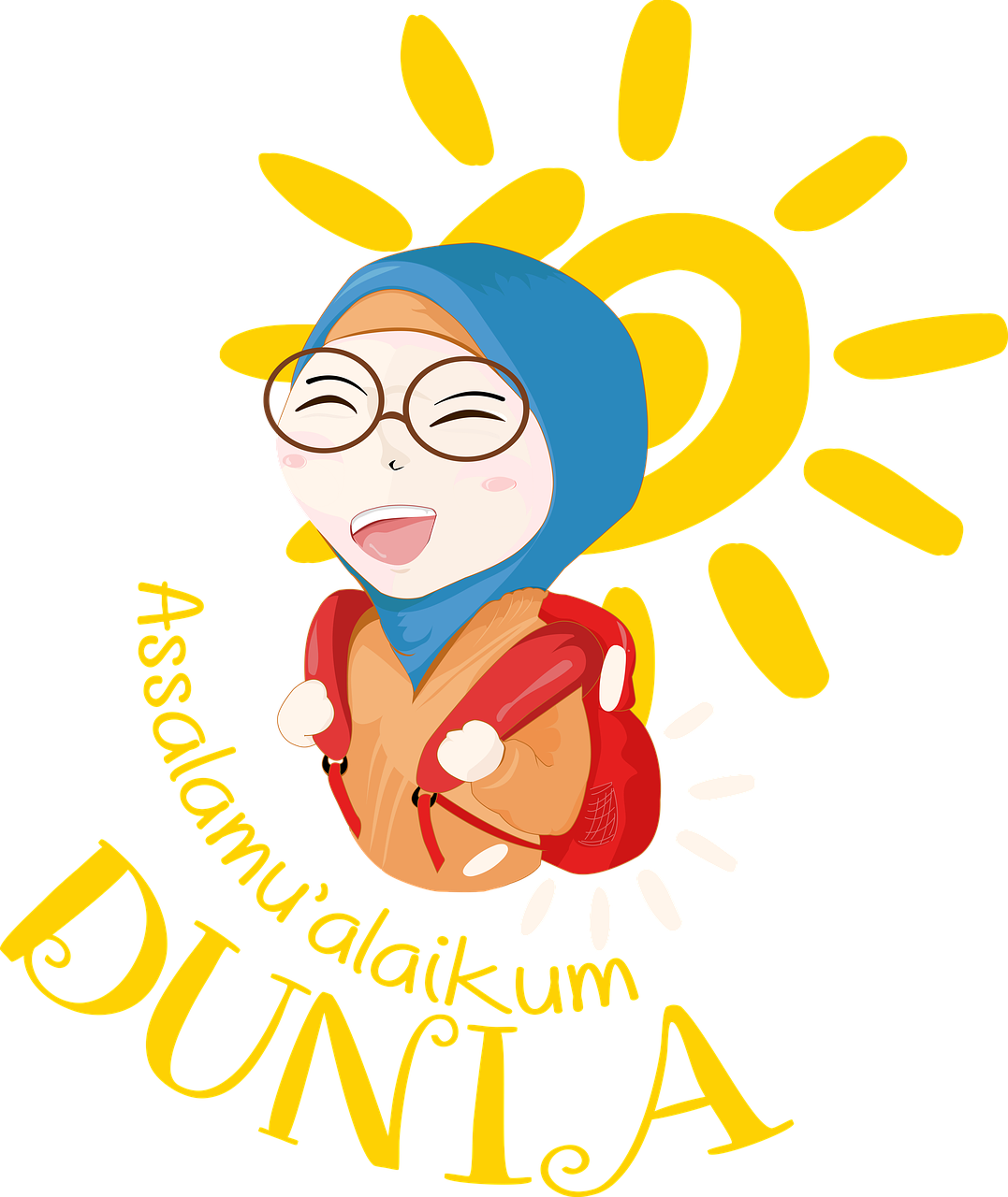 Islamic Girl Bright Day Hijab Png Image - Sun Clip Art (1077x1280), Png Download