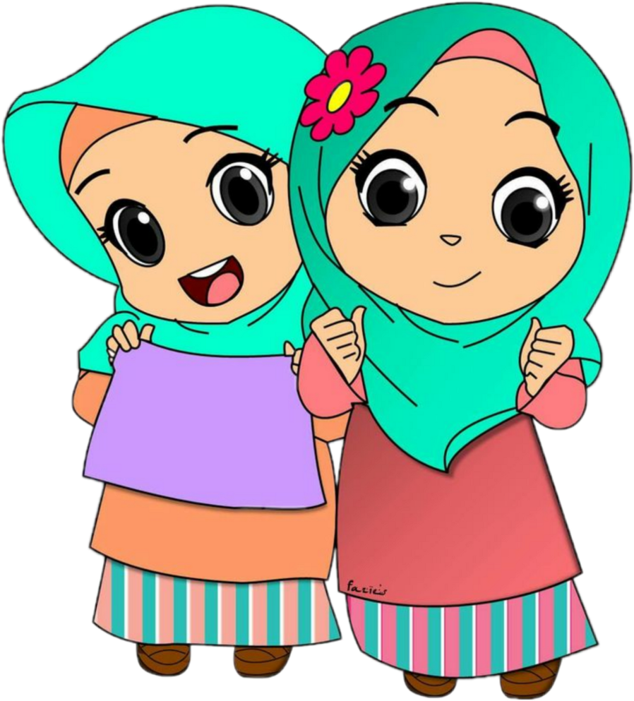 #kids #hijab #jilbab #muslimwomensday - Cartoon Pictures Of Muslims (1024x1024), Png Download