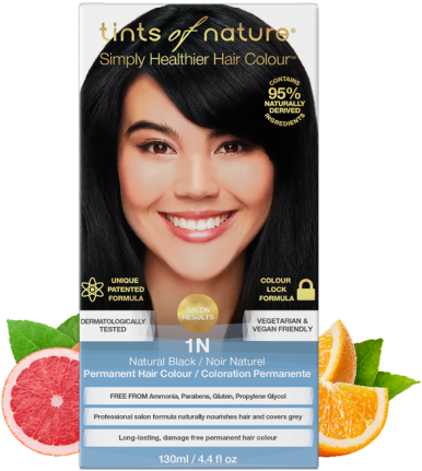 1n Black Permanent Hair Dye - Tints Of Nature 4n (594x700), Png Download