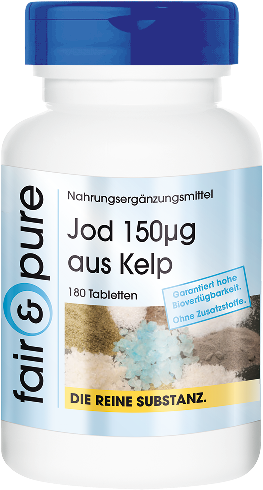 Iodine 150µg From The Brown Alga Kelp, 180 Tablets, - Capsule (630x1034), Png Download