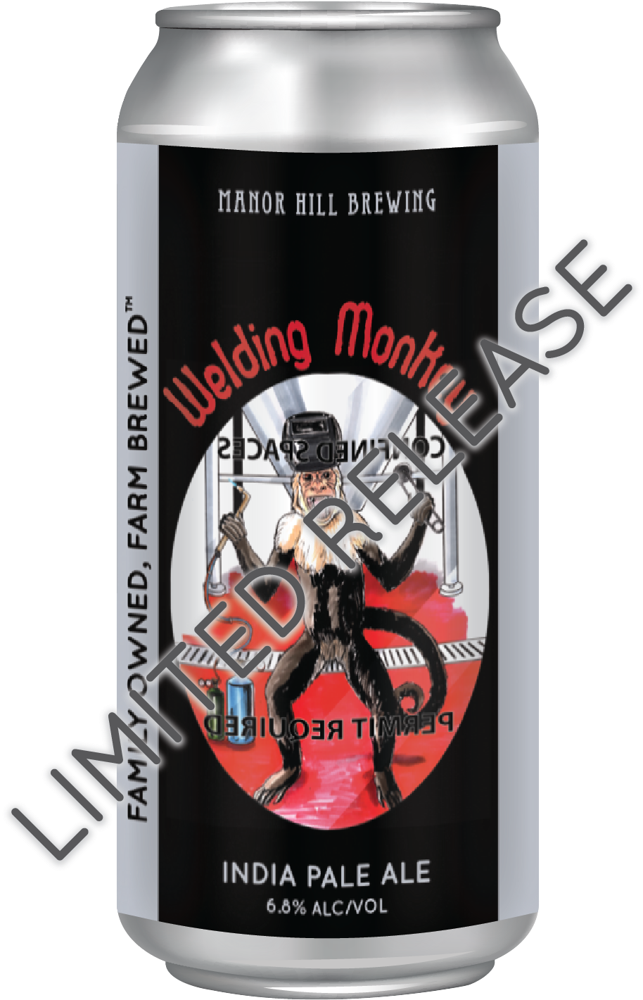 Welding Monkey - Manor Hill Brewing (930x1433), Png Download