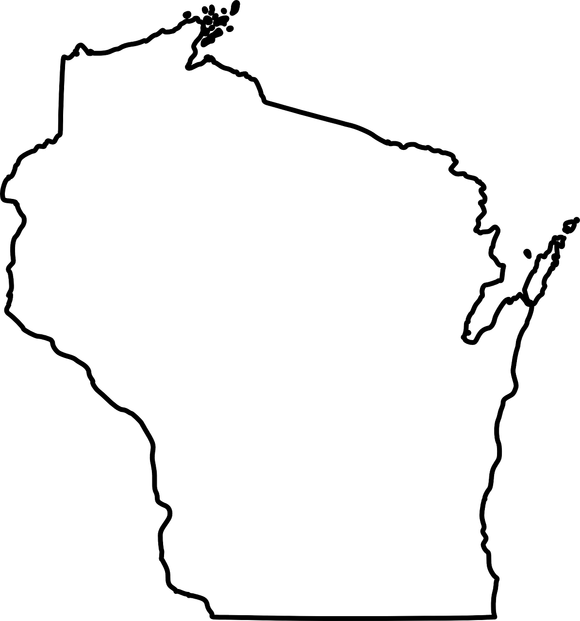 Wisconsin State Map Outline Png Image - Outline Of Wisconsin (1195x1280), Png Download