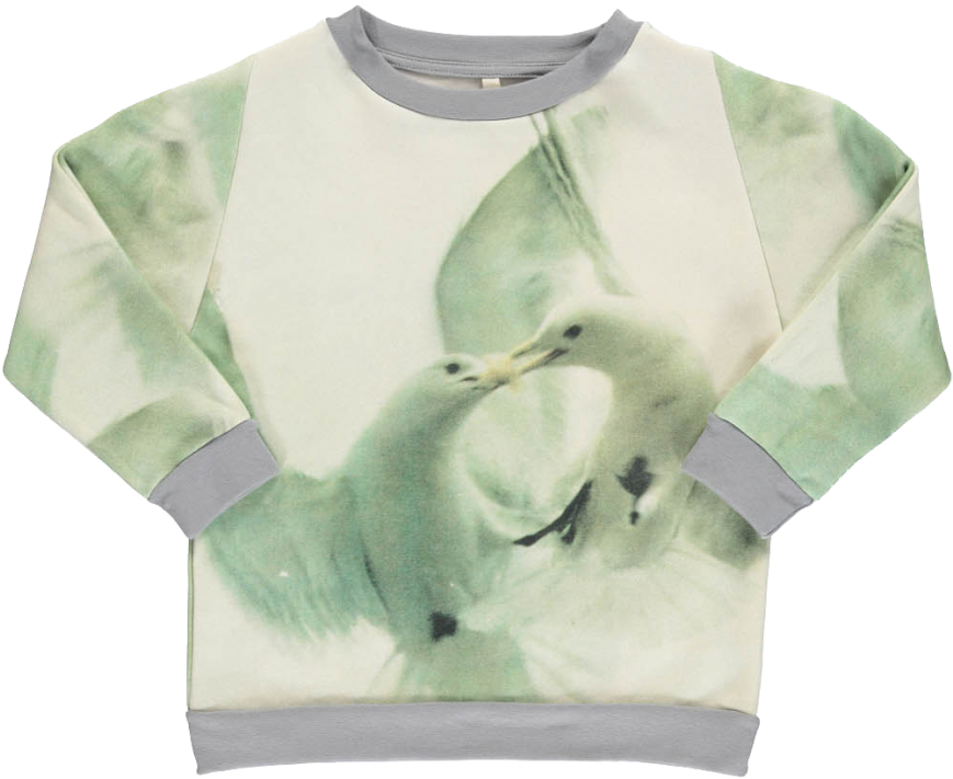Popupshop Loose Sweat White Birds - Long-sleeved T-shirt (960x720), Png Download