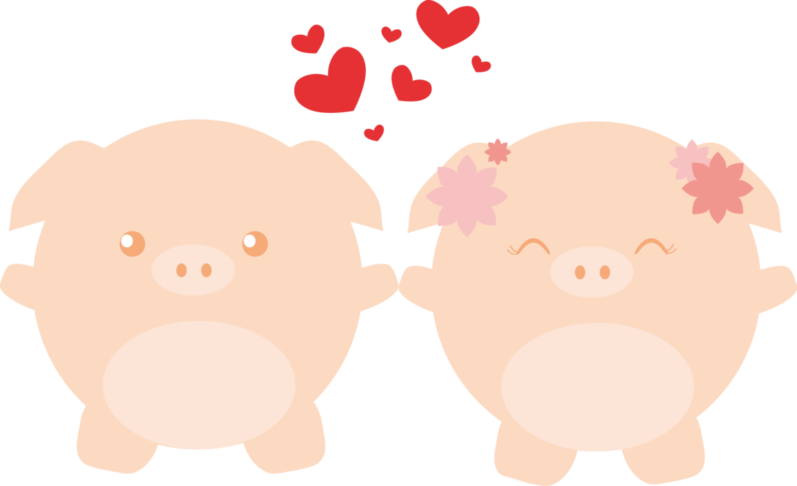 Little Pigs In - Cute Pig In Love (1144x698), Png Download