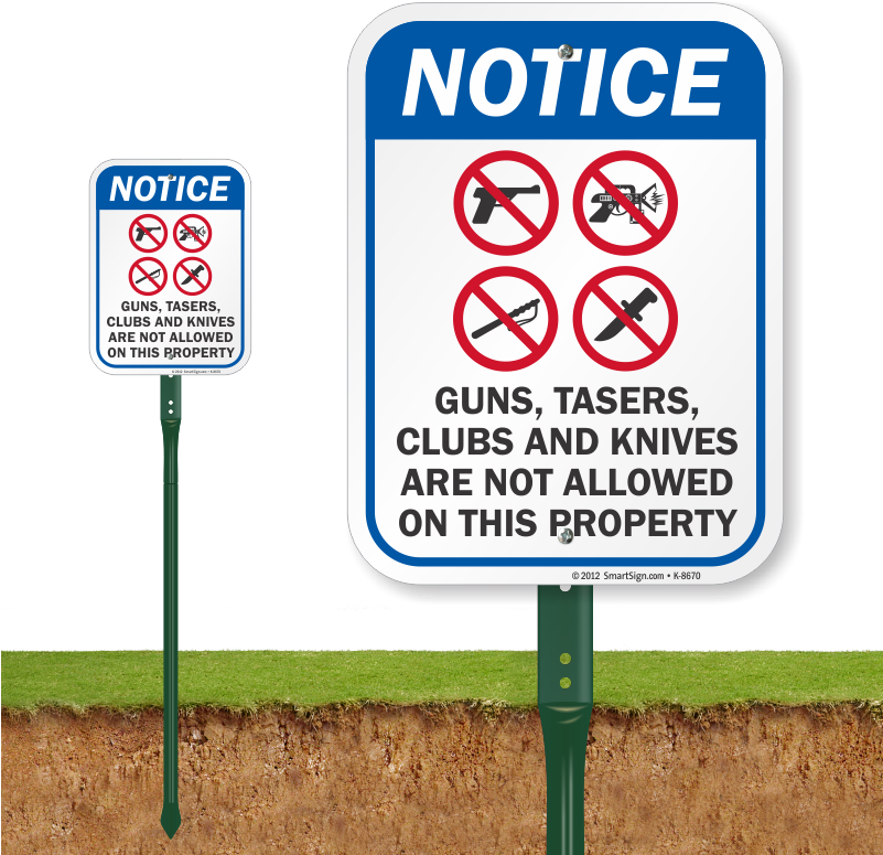 No Guns Tazers Clubs & Knives Sign - Dont Pick Flowers Signage (800x800), Png Download