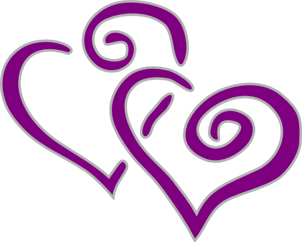 Silver Clipart Purple - Purple Hearts Clip Art (600x481), Png Download