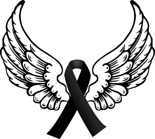 Alas De Ángeles A Los Lados Del Moño De Luto - Black Ribbon With Wings (500x448), Png Download