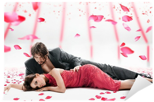 Attractive Couple Over Falling Rose Petals Wall Mural - Love You My Sweetheart (400x400), Png Download