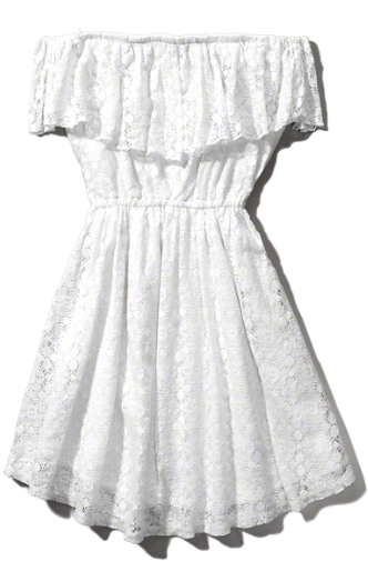 Abercrombie White Dress Lace Off The Shoulder (650x650), Png Download