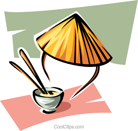 Rice Bowl And Chinese Hat Royalty Free Vector Clip - Chinese Hat Art (480x455), Png Download