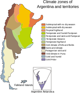 Climate Of Argentina - Argentina Climate Zones Map (350x420), Png Download