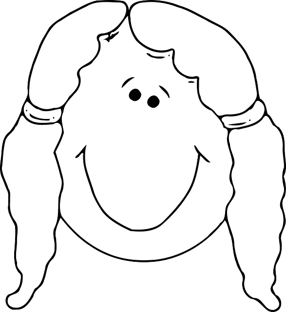 Outline, People, Happy, Girl, Faces, Face, Child - Blank Cartoon Face Template (587x640), Png Download
