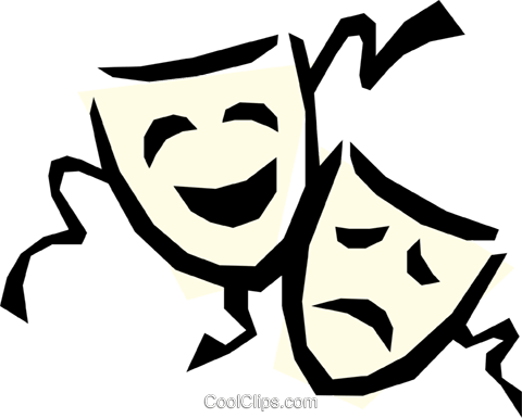 Theatre Masks Royalty Free Vector Clip Art Illustration - Theatermasken Png (480x385), Png Download