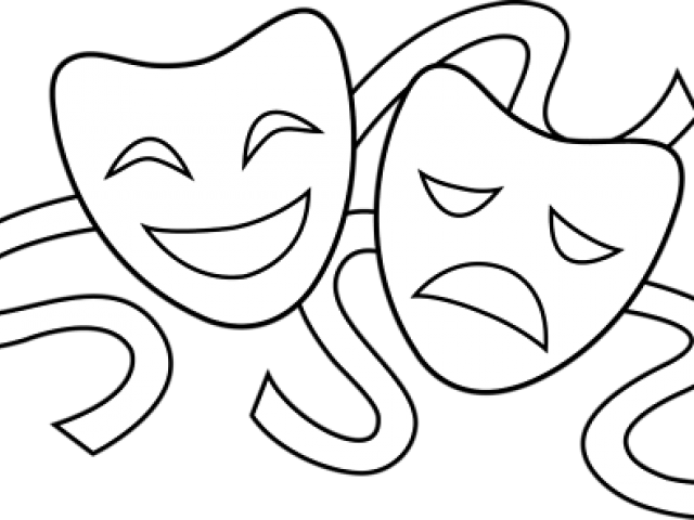 Masks Free Download Clip - Theatre Masks Drawing (640x480), Png Download