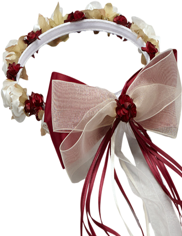 Burgundy Floral Crown Wreath Handmade With Silk Flowers, - Wreath (800x1100), Png Download