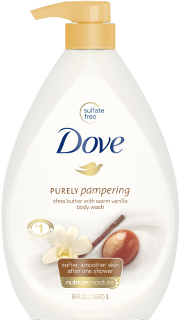 Dove Body Wash Pump Shea Butter With Warm Vanilla 34 - Dove Shea Butter And Warm Vanilla (459x460), Png Download