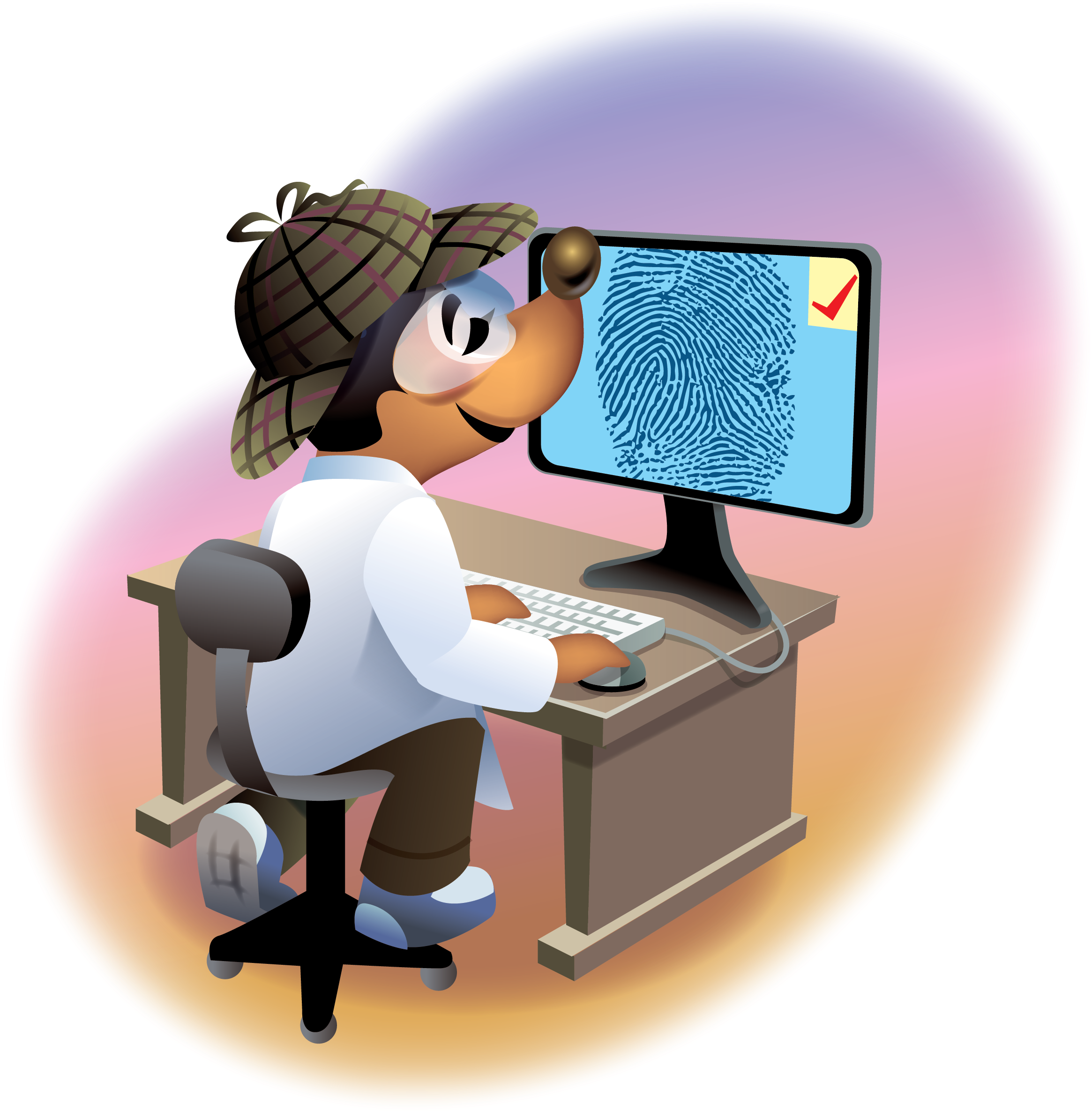 Mole Finger Print Testing - Mole Using A Computer (2345x2388), Png Download