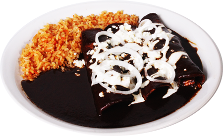 Enchiladas Plate - Pollo En Mole Png (450x275), Png Download